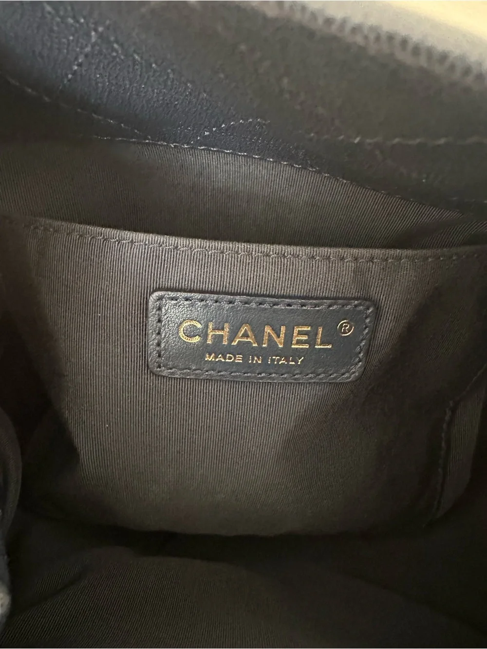 Chanel Navy Quilted Caviar Drawstring Bucket Bag- Gold Hardware/2019